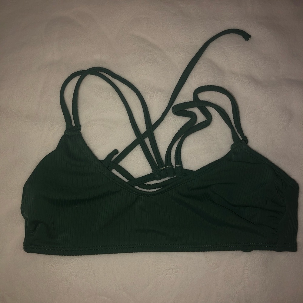 Green ribbed bikini top